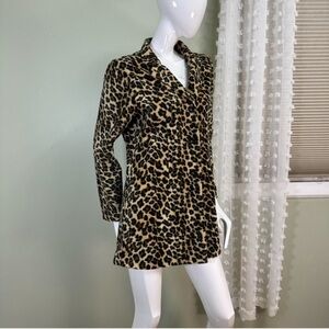Y2K Entrancy Leopard Print Faux Fur Fuzzy Coat Cardigan M